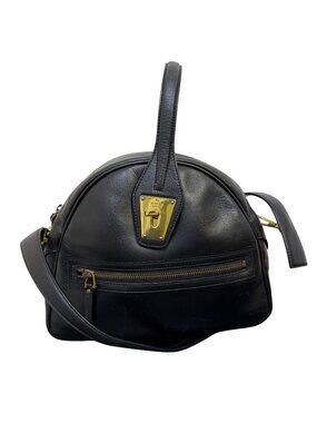 Gucci Vintage Black Leather Hobo Bag With Gold Hardware